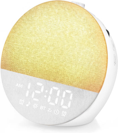 Geuuap Sunrise Alarm Clock, Natural Wake-Up Light White Noise Machine,Khaki | 30 Soothing Sounds, 17 Dimmable lights, Dual Independent Alarms, Bluetooth Speaker, Auto-off Sleep timer, Screen-Free Design