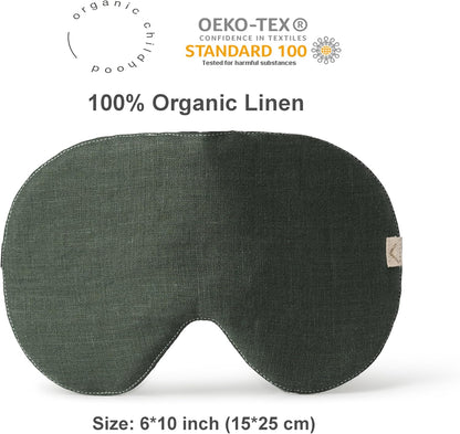 2-Pack Linen Eye Sleep Mask, Organic Blackout, Oversize Shape Cover