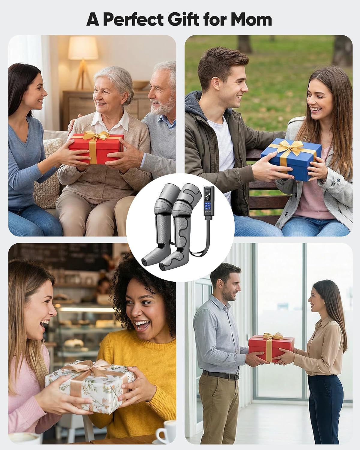 Air Compression Leg Massager with Heat : Leg Massager for Circulation and Pain Relief - Sequential Compression Boots with 9 Intensity, 4 Modes, 3 Heating, Vibration, for Men Women