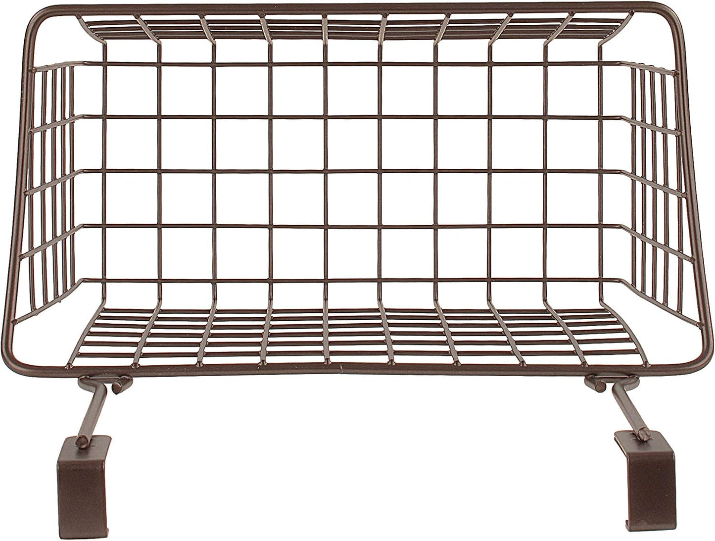 Spectrum Hanging Baskets for Organizing (Large, Satin Nickel) - Grid Over the Cabinet Wire Basket for Kitchen or Bathroom - Door Hanging Storage Organizer for Cleaning Supplies, Washcloths, & Towels