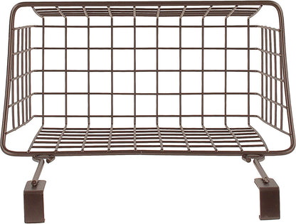 Spectrum Hanging Baskets for Organizing (Large, Satin Nickel) - Grid Over the Cabinet Wire Basket for Kitchen or Bathroom - Door Hanging Storage Organizer for Cleaning Supplies, Washcloths, & Towels