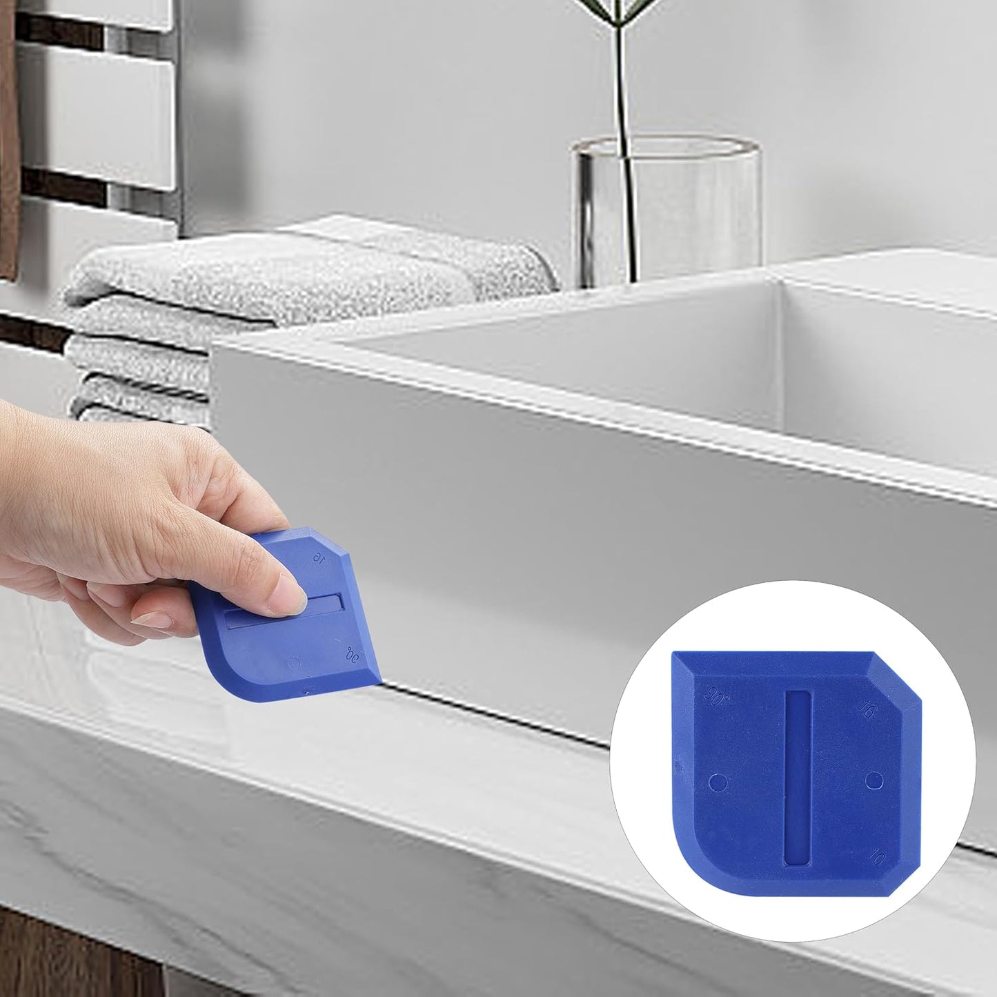 Silicone Caulk Remover Tool Kit, Grout Caulk Removal Tool, Putty Knife Scraper, 3 Glass Glue Corner Scrapers, Great for Kitchen Sinks, Bathroom and Window Frame