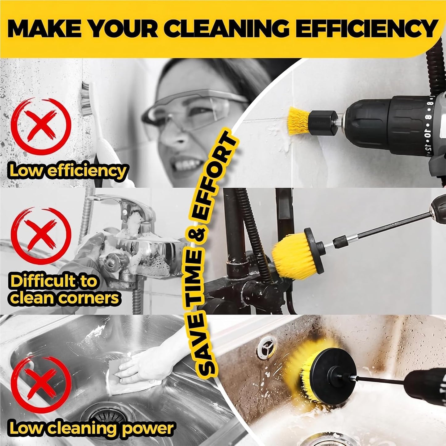 Holikme 20 Pack Drill Brush Set with Soft Detail Brush and Cleaning Cloth | 1 Extension Rod, 1/4-Inch Quick-Change Shaft,Power Scrubber Cleaning Kit for Tile, Floors, Grout, Tub, Car Detailing