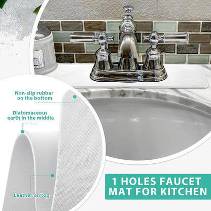 Tioncy 2 Pcs Faucet Mat Sink Splash Guard Oval-hole Oval Splash Pad for Kitchen Sink Oval Base Diatomite Faucet Mat for Bathroom Absorbent Mat Splatter Screens(Dark Gray)