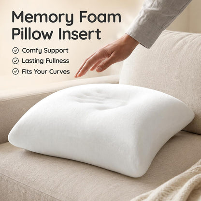 AM AEROMAX 12x20 Memory Foam Throw Pillow Insert, Rectangular Lumbar, White