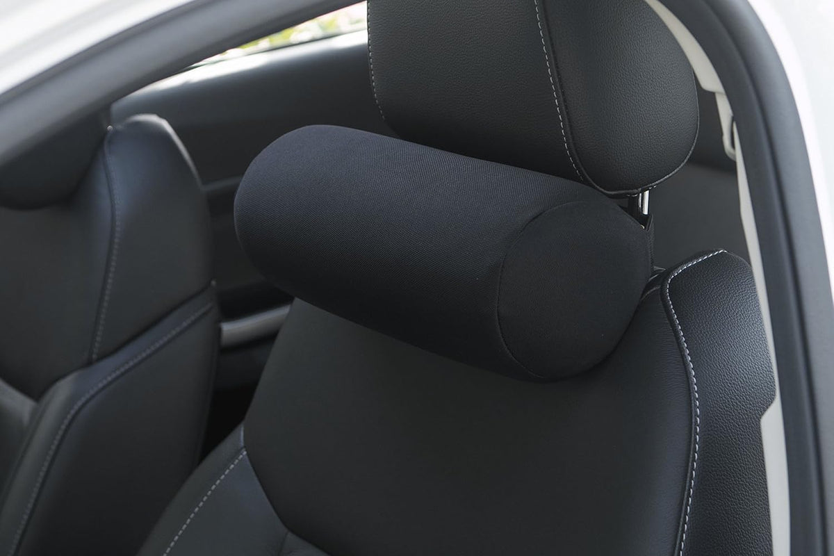 ALIBO Memory Foam Chairs Recliner Car Neck Pillow with Adjustable Strap Soft Auto Cervical Round Roll Bolster Headrest Supports Cushion Pad Black 1 Piece