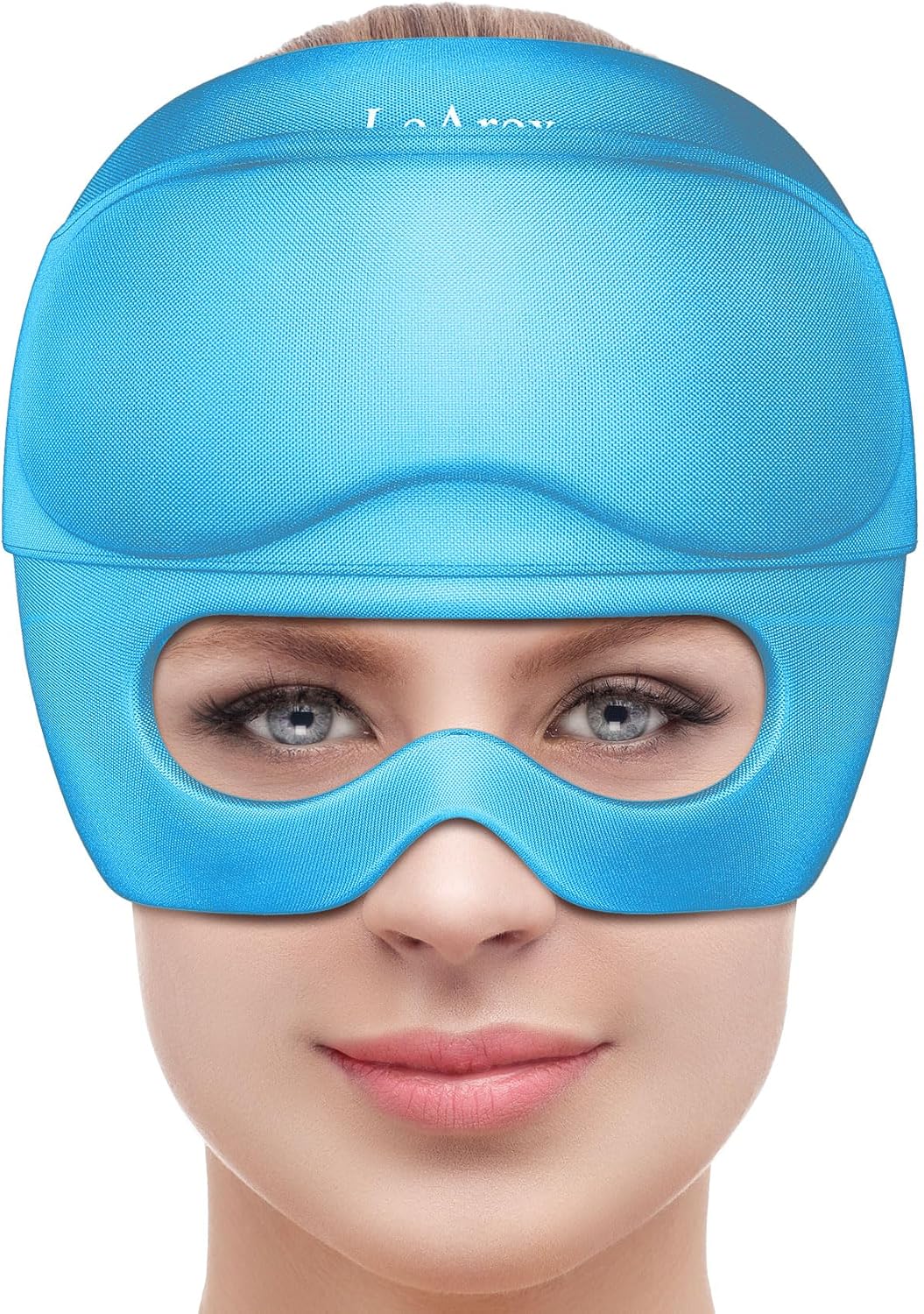 2 in 1 Migraine Relief Cap with Gel Eye Mask, Headache Relief Cap Ice Head Wrap Hot and Cold Therapy Hat Gift for Women for Headache Puffy Eyes Sinus and Tension Stress Relief (Light Purple)
