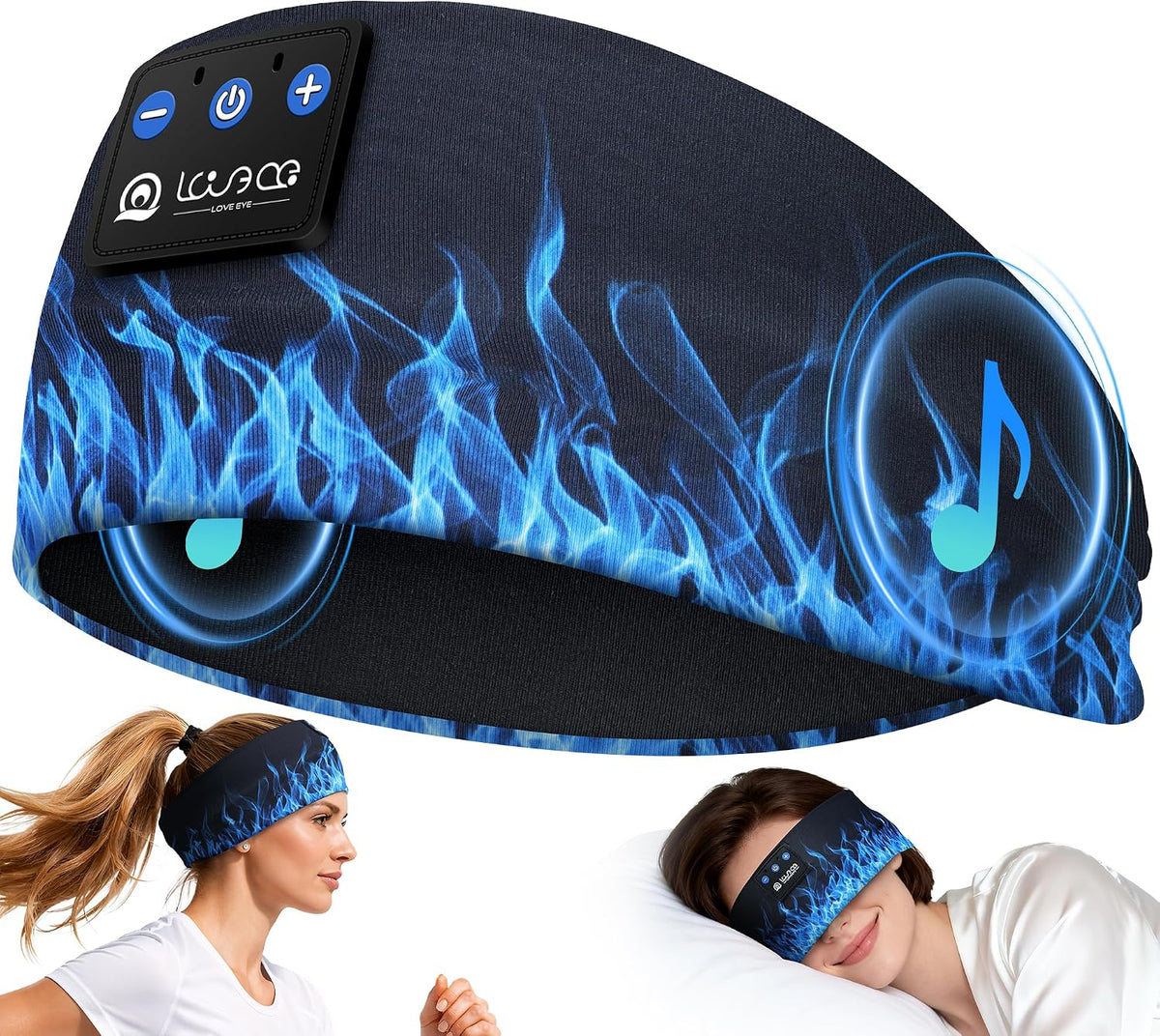 LOVE EYE Sleep Sport Headphones Wireless Bluetooth 5.4 Headband Headphone