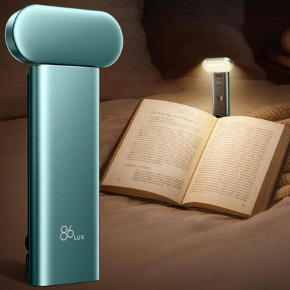 86lux Book Light, Rechargeable Reading Light for Book in Bed | 3 Color Modes & Stepless Dimming, Aluminum Alloy LED Bookmark Light for Book Lovers, Technology Black
