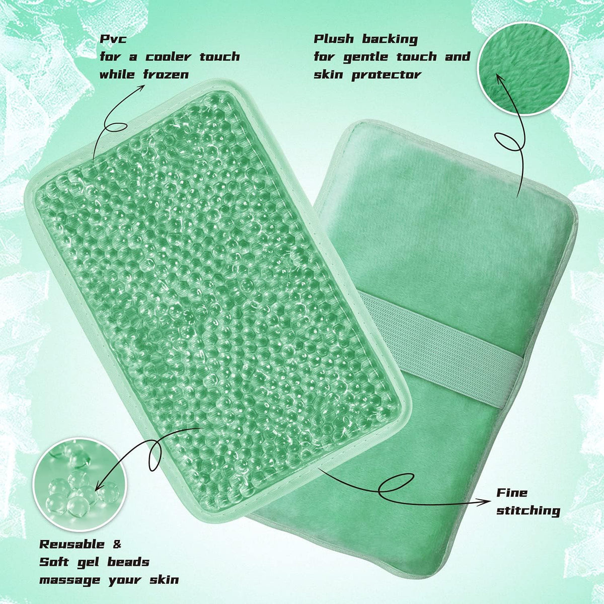 Gel Ice Packs for Injuries Reusable 2 Packs Hot Cold Gel Wrap with Strap