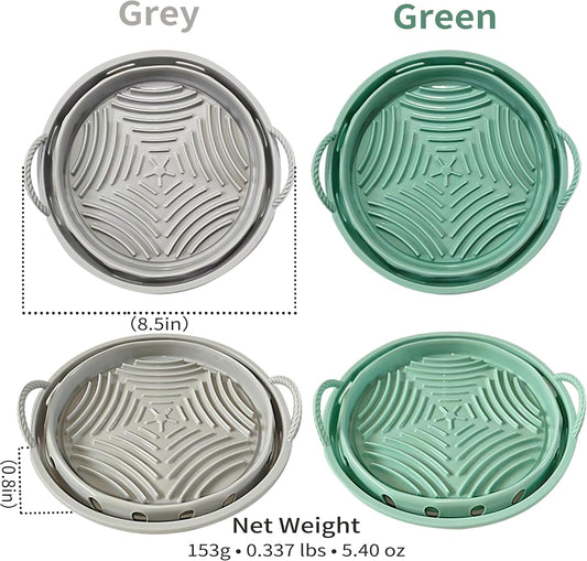 2-Pack Round Silicone Liner with Handles, Reusable Non-Stick Heat Resistant Baking Mat, Cooking Pad Compatible with Air Fryer, Oven & Microwave Accessories