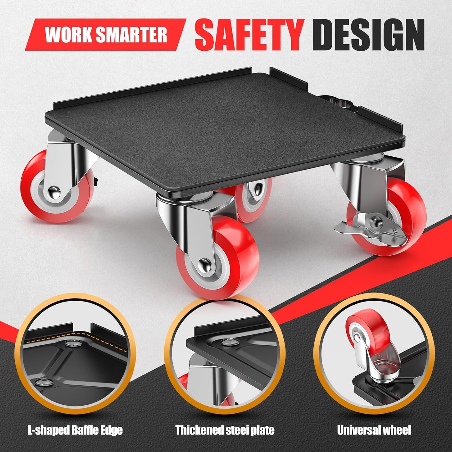 Kavlium Heavy Duty Furniture Dolly,5-Wheel Furniture Movers,5.3 Inch | Carbon Steel Dolly with Lifter Tool and 360° Casters for Moving Sofas,Refrigerators,Cabinets and Other Heavy Furniture.