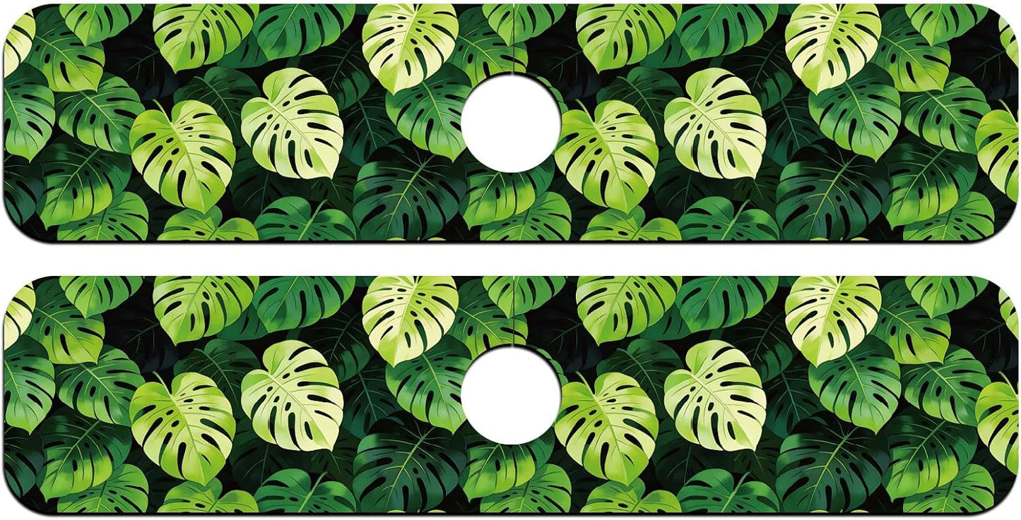 2 Pcs Kitchen Sink Splash Guard Faucet Mat Wood Grain Pattern Faucet Mat for Sinks Natural Wood Color Absorbing Drying Mats for Kitchen Bathroom, 23.6x5.5inch