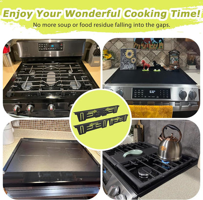 Stove Gap Covers Stainless Steel, Stove Gap Filler Between Stove and Counter, Stove Gap Guards and Range Trim Kit, Easy Retractable Length 13.8" to 27.6", Width 1", Heat-Resistant Stove Guard (2 Pack)
