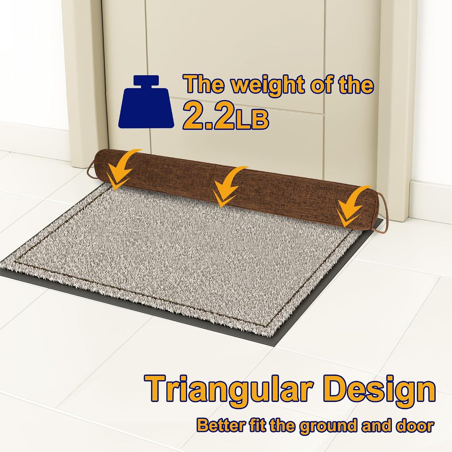 NABOWAN 30" Weighted Under Door Draft Stopper -Triangular Door Draft Blocker with Hook Loops for Easy Install, Save Energy, Home Room Essentials