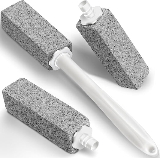 W&E Choice Toilet Pumice Stone 4 Pack, Pumice Stone for Bathtub Cleaning with Extra Long Handle, Toilet Brush for Cleaning Toilets, Bathtubs, Grills, Swimming Pools, Sinks