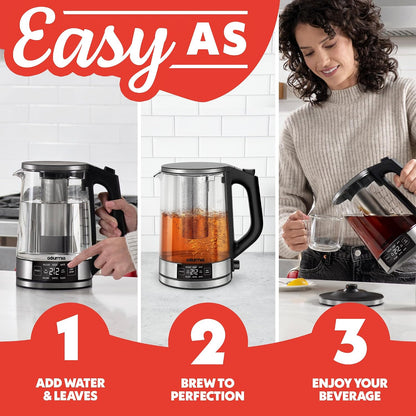 Gourmia Electric Glass Kettle - 1.7L Capacity, Digital Display, Black