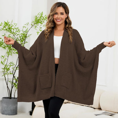 Wearable Blanket Sherpa Poncho Unique Office Work Warm Cozy Shawl TV Throw Blankets, Plush Cape Wrap for Adults