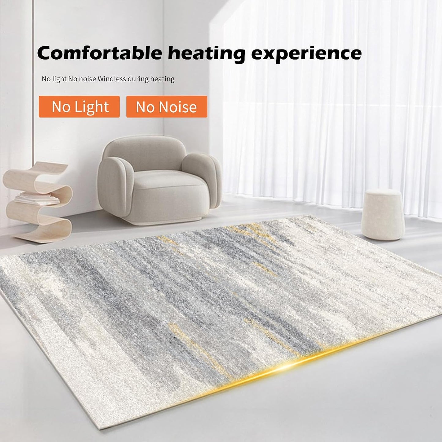 Electric Heated Carpet 35x55in Soft Plush Heating Rug 450W CX | Instant Warmth in 30s, 60 Heat Levels 12h Timer, Energy Efficient Safety Protection Ideal for Home Office Playroom 120V