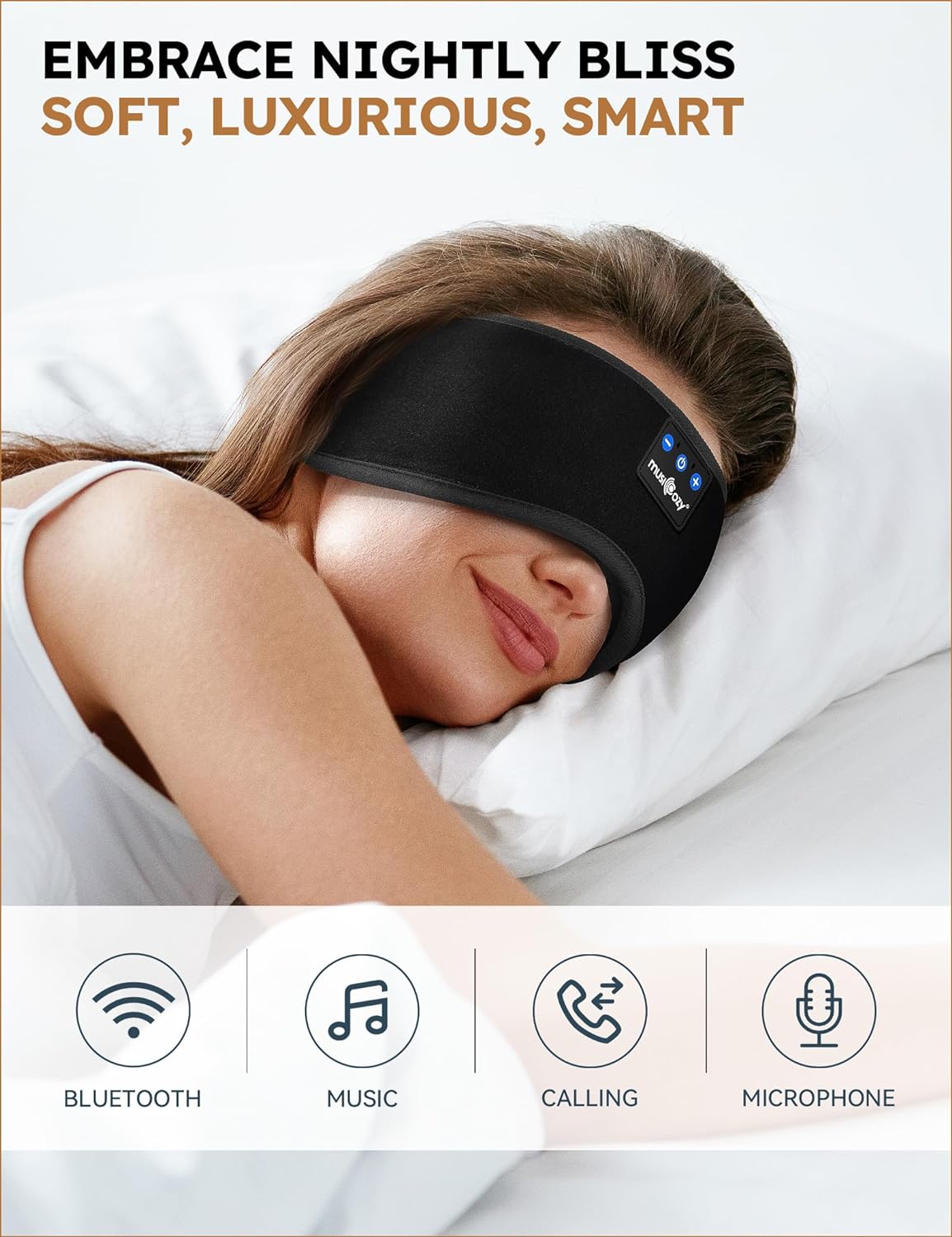 MUSICOZY Sleep Headphones Bluetooth 5.4 Sleep Mask with HD Sound