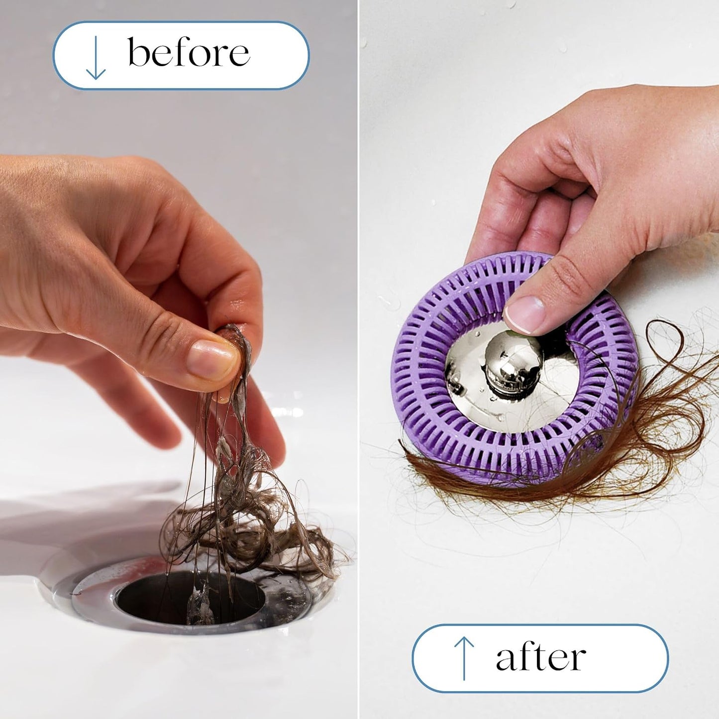 TubRing Pop-Up Drain Protector & Strainer Silicone Hair Catcher, Aqua | Easy snap-in design fits around bathtub stoppers. Customizable utility guard for clog prevention. Fits 1.85"- 2.16" drains.