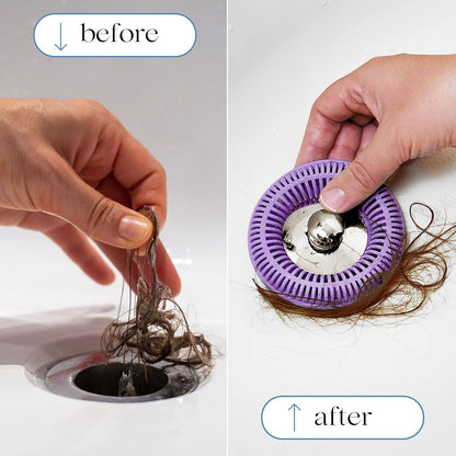 TubRing Pop-Up Drain Protector & Strainer Silicone Hair Catcher, Aqua | Easy snap-in design fits around bathtub stoppers. Customizable utility guard for clog prevention. Fits 1.85"- 2.16" drains.
