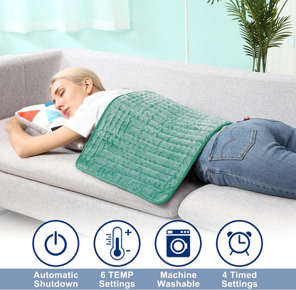 Electric Heating pad with 6 Heat Settings, Auto Shut Off, Dry Electric Heating for Back Neck Knee Arms Legs Shoulder Heat Pads for Christmas Birthday Father Mother's Day (24"X12", Gray Green)