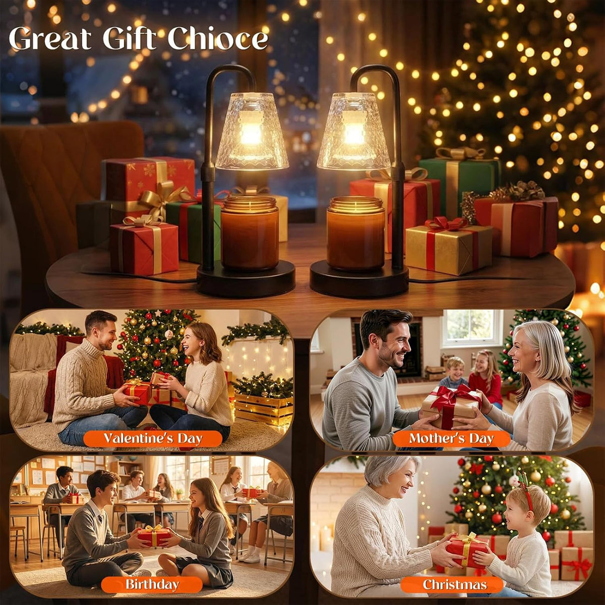 Glimra 2 Pack Candle Warmer Lamp with Timer,Dimmable,Adjustable Height
