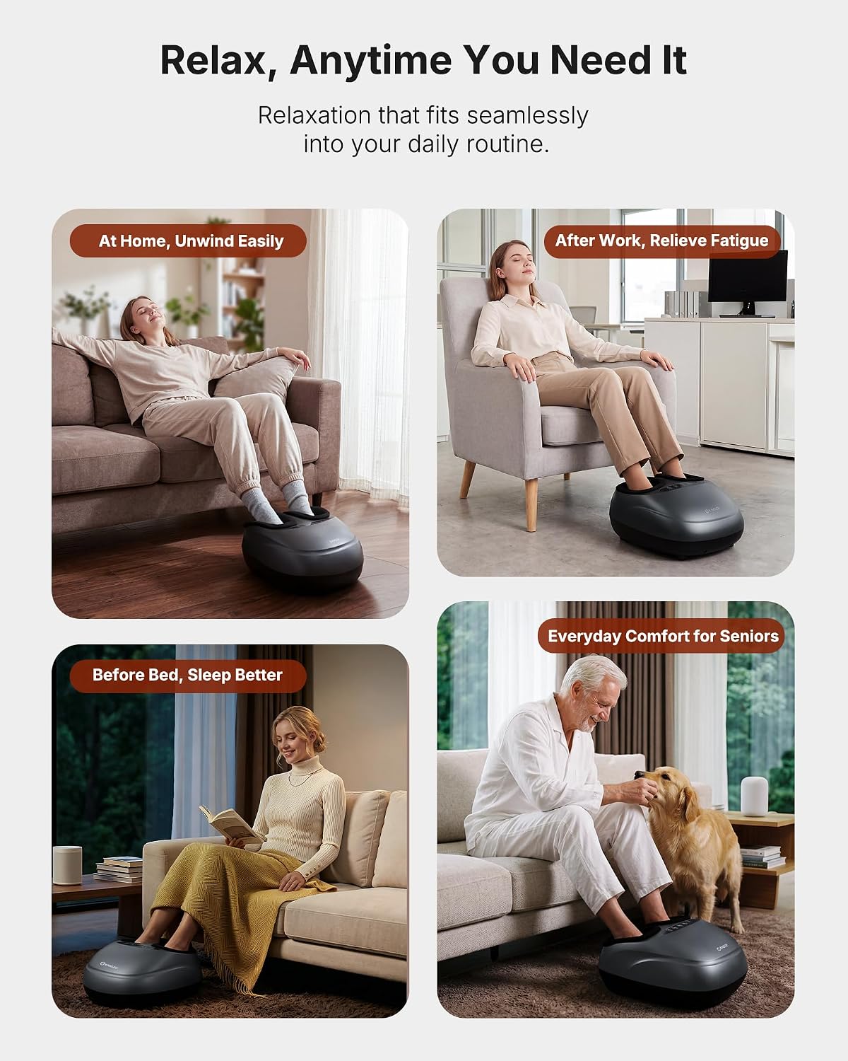 KNQZE Shiatsu Foot Massager with Heat for Plantar Fasciitis, FSA Eligible | Deep Kneading Shiatsu Massage, Multiple Heat & Compression Levels, Remote Control, Fits Men's Size 13, Gift for Women Men Mom