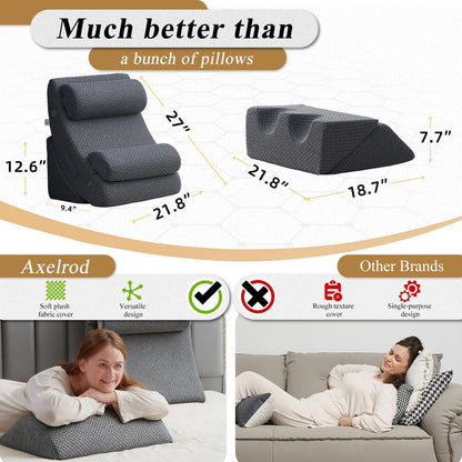 Axelrod Orthopedic Bed Wedge Pillow Set, Post Surgery Foam for Back, Neck and Leg Pain Relief Comfortable & Adjustable Ortho Pillows- Anti Snoring, Heartburn, Acid Reflux & GERD Sleeping Navy