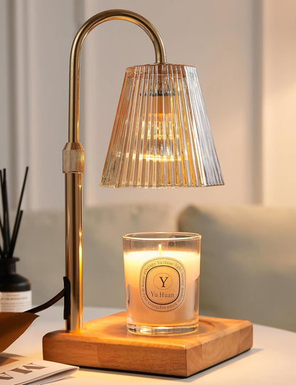 Candle Warmer Lamp Gold, Home Decor, Brithday Gifts for Women Mom | Stepless Brightness Adjustment, 24-Hr Cycle Timer, Adjustable Height for Candles, Includes 2 Bulbs, for Bedroom Living Room