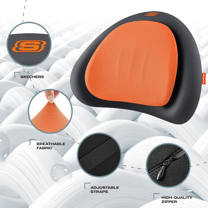 Skechers Lumbar Pillow Premium Memory Foam,Double-Layer-Office Chair Cushion for Tailbone Pain Relief,Butt Pillow for Office Chair,Car seat Cushion,Long Sitting Office Workers,and Car Drivers,Black