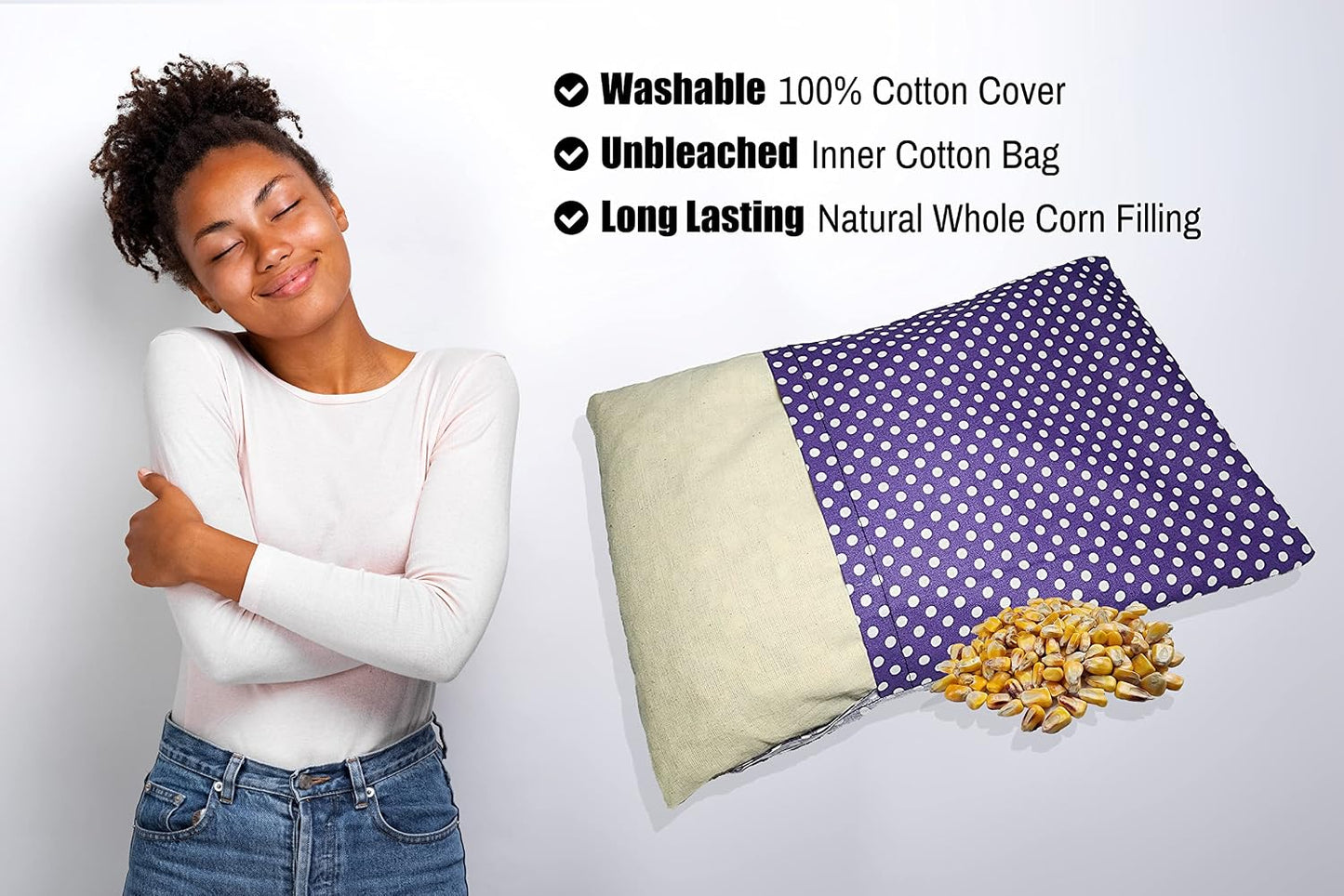 Microwavable Corn Filled Heating Pad and Cold Pack/Washable 100% Cotton Cover (Cross Hatch - Mint, 7.5in W x 11in L)