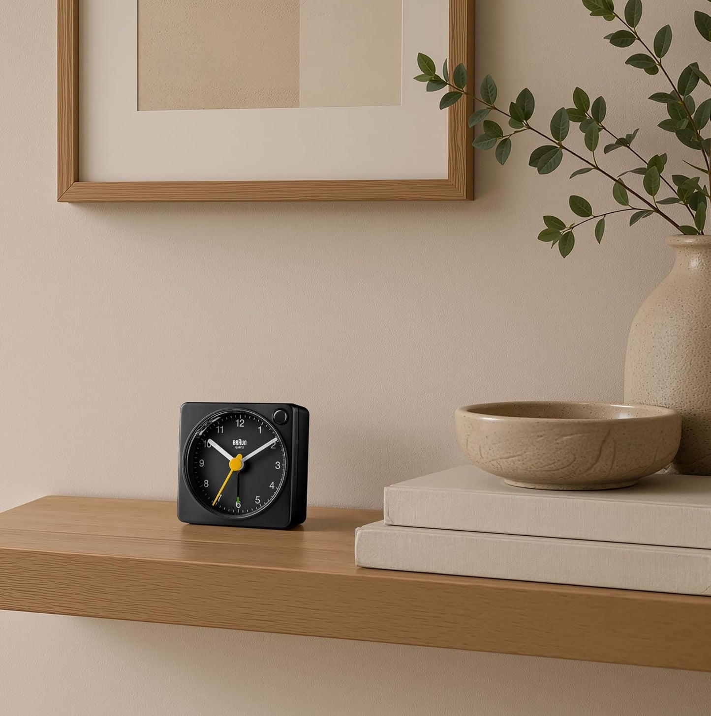 Braun Classic Travel Analogue Alarm Clock with Snooze and Light, Compact Size, Quiet Quartz Movement, Crescendo Beep Alarm in Black, Model BC02XB.