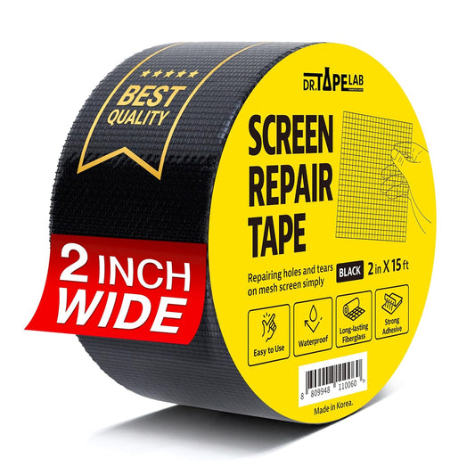 Black Window Screen Repair Tape, 4 in X 15 FT, Screen Repair Kit for Windows or Doors, Strong Adhesive Patch Kit Fiberglass Mesh Tape