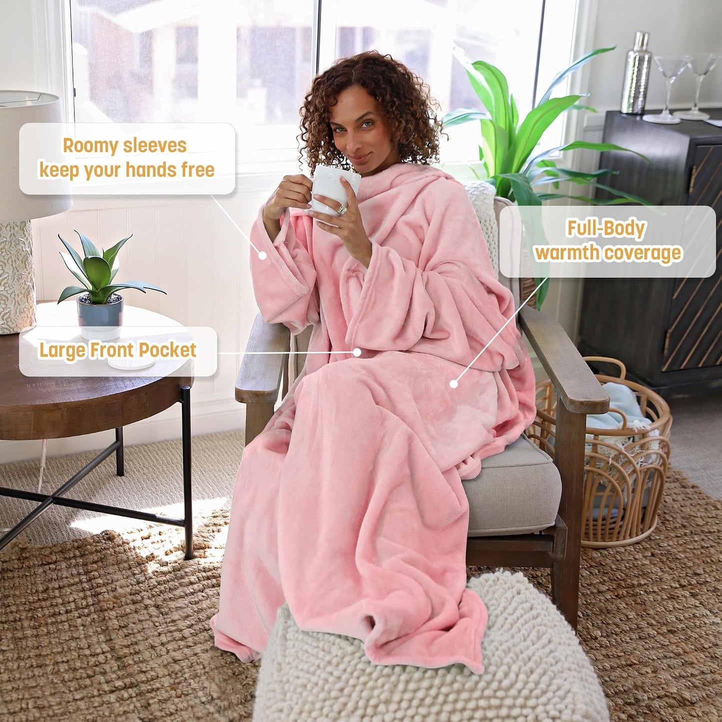Catalonia Wearable Blanket with Sleeves for Women & Men, Fleece Wrap Throw | Cozy Sleeve Design for Hands-Free Comfort, Perfect for Reading, TV Time & Relaxing, Christmas & Birthday Gift