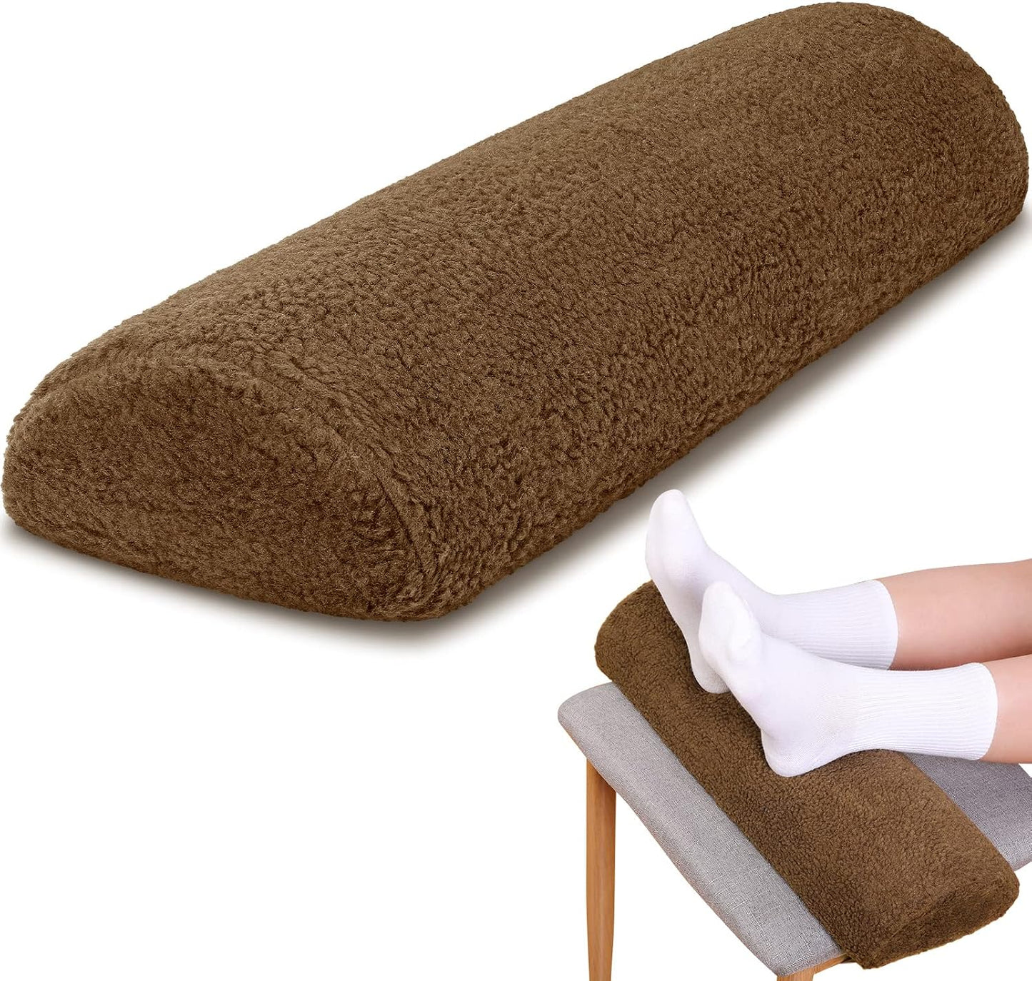 Sintuff Recliner Leg Rest Cushion Sofa Footrest Pillow with Cover Half Moon Bolster Pillow Under Knee Pillow for Sleeping On Back Alleviating Pain, 19.7 x 8 x 3.5 Inch (Coffee)