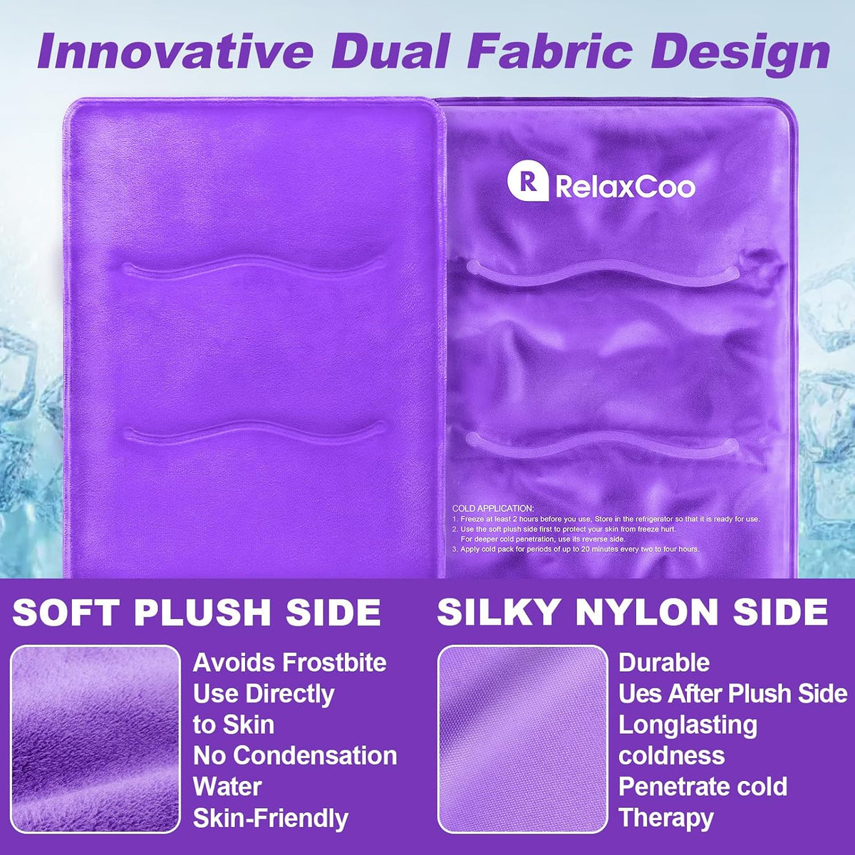 RelaxCoo Large Flexible Ice Pack for Injuries Reusable Gel, 11x14.5 Inches, Cold Compress for Hip, Shoulder, Knee, Back Pain, Swelling, Bruises, Surgery