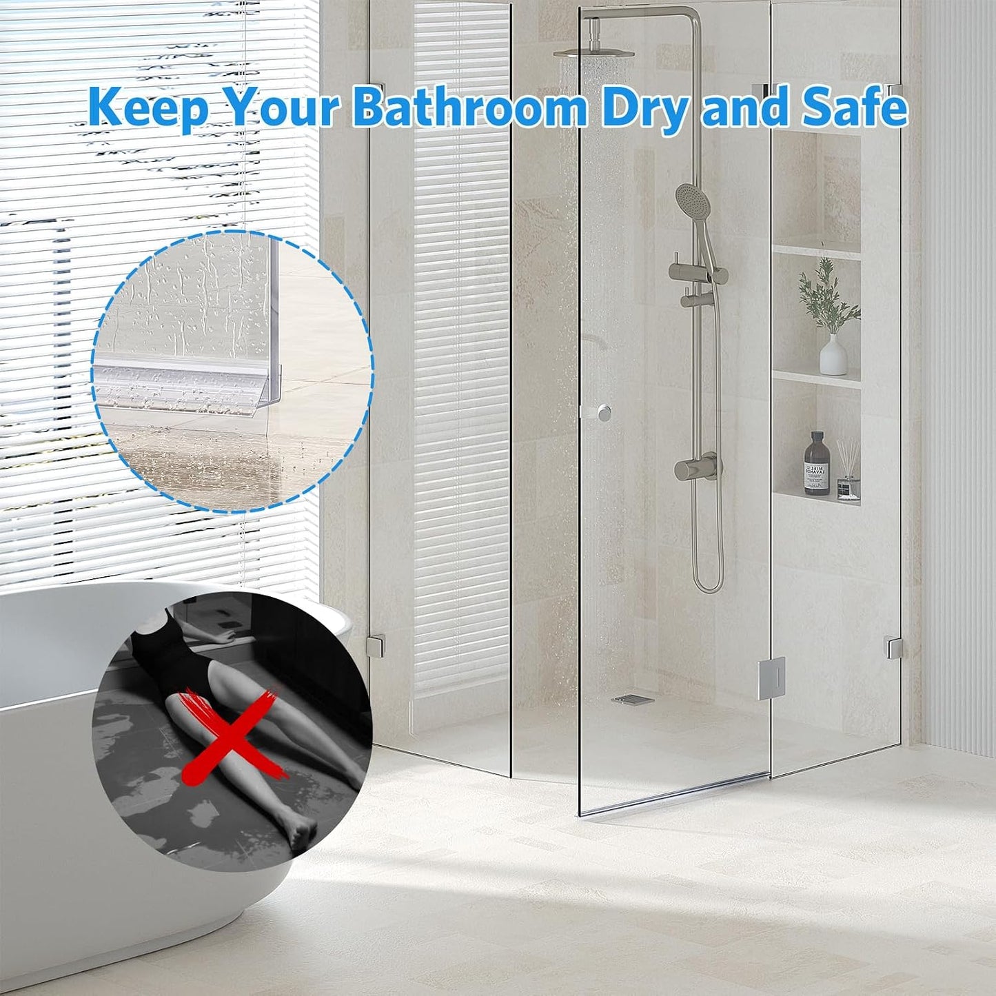 Delamu 3-Pack Shower Door Bottom Seal, 3/8''× 39'' Shower Door Sweep Strip | Shower Seal Strip for 3/8'' (10mm) Doors, Frameless Glass Shower Door Seal Strip Stop Shower Leaks and Create a Water Barrier