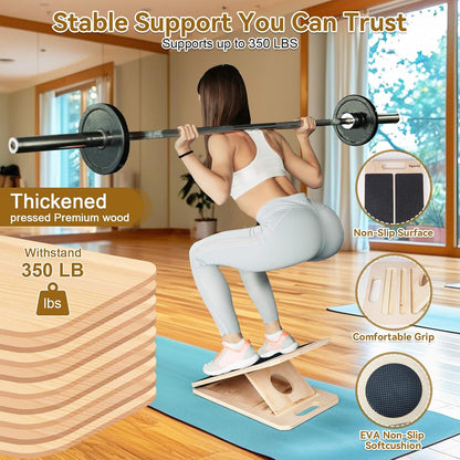 4 Pieces Slant Board with Exercise Bands, Premium Calf Stretch Board, Portable Adjustable Slant Board for Calf Stretching, 350LB Weight Capacity Calf Ankle Achilles Physical Therapy Leg Exercisers