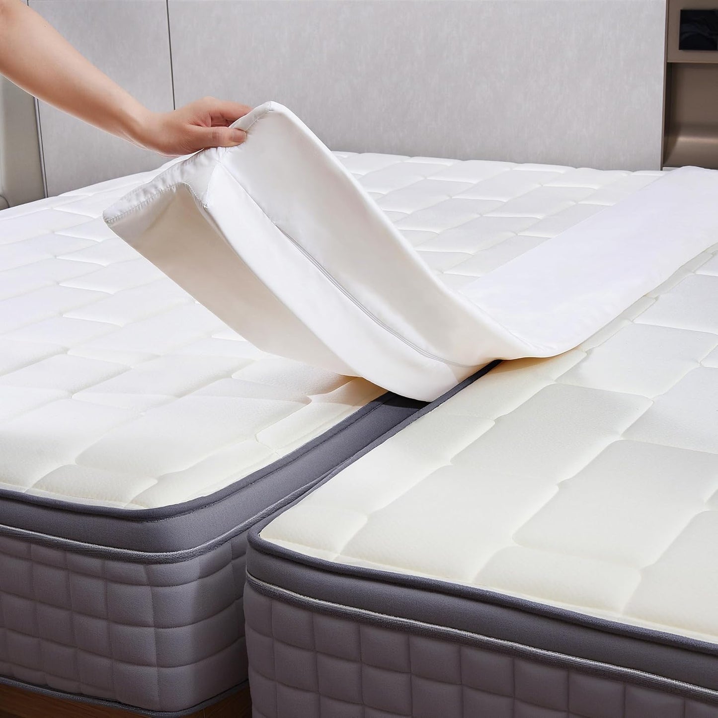 Vekkia Split King Gap Filler for Adjustable Bed,Twin to King Bed Converter Kit,Bed Bridge Twin to King,Mattress Connector with Washable Cover,for Guests Stayovers,Family Room(75in×10in) | Firm Support Twin to King Converter, Bed Bridge Fits 1.5”-3”Gaps,