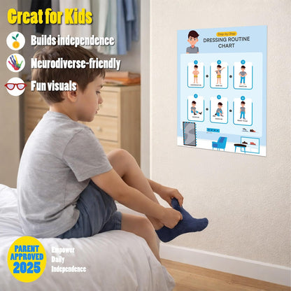 Morning Routine Chart for Kids – Step-by-Step Visual Schedule (9x12 Laminated) | Self-Care Educational Chart for Children, Special Needs & Autism – Morning Routine Support – English