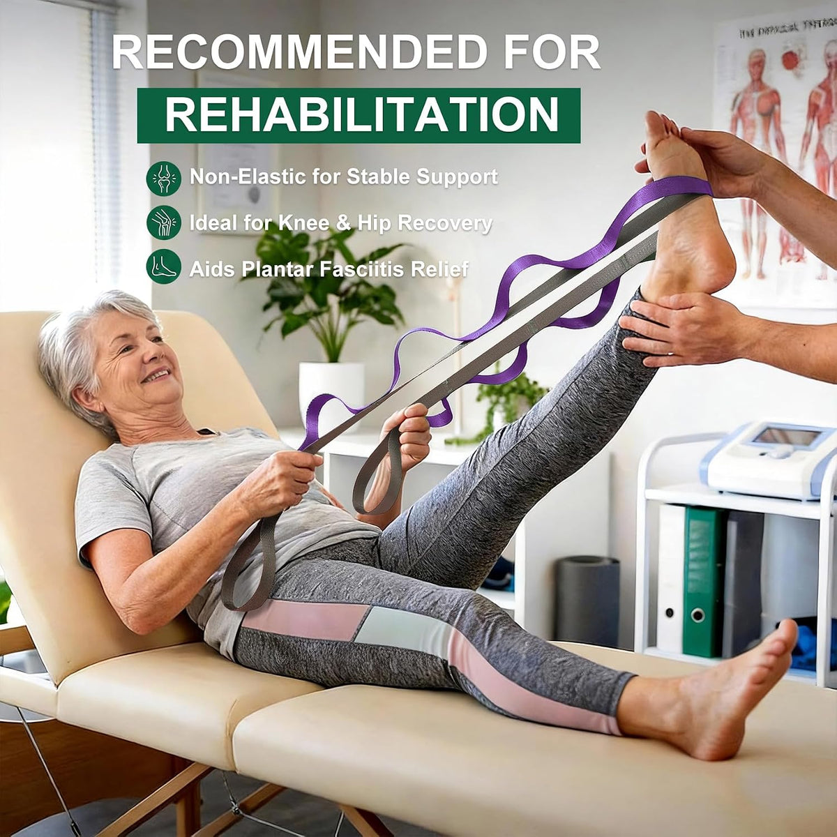 Acozycoo Stretching Strap with Loops for Leg Calf Back Physical Therapy
