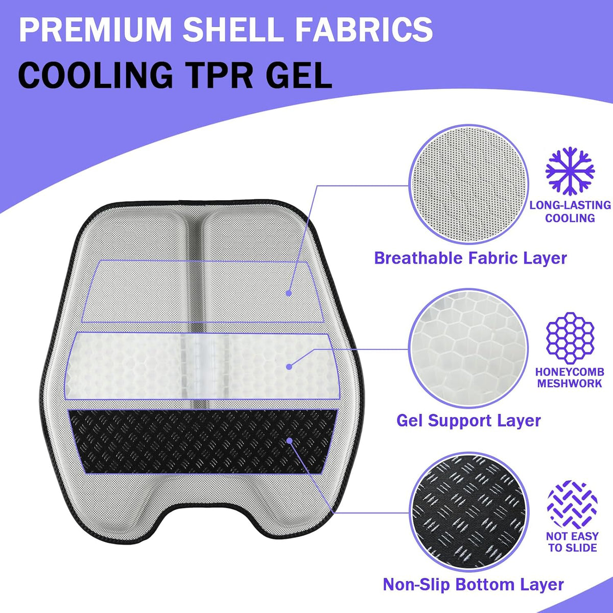 Soft Thin Gel Seat Cushion with 1 Inch Gel - Sciatica Relief