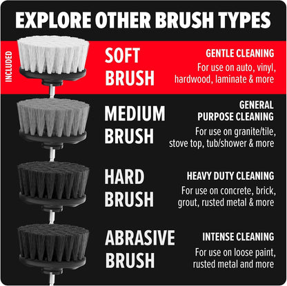 Dirt Devil Soft Bristle Cleaning Brush Set, Includes 2" & 3.5" Brushes | For Use on Glass, Hardwood, Ceramic and More, Gentle Cleaning, Scrubber Brush Drill Attachment for Cleaning