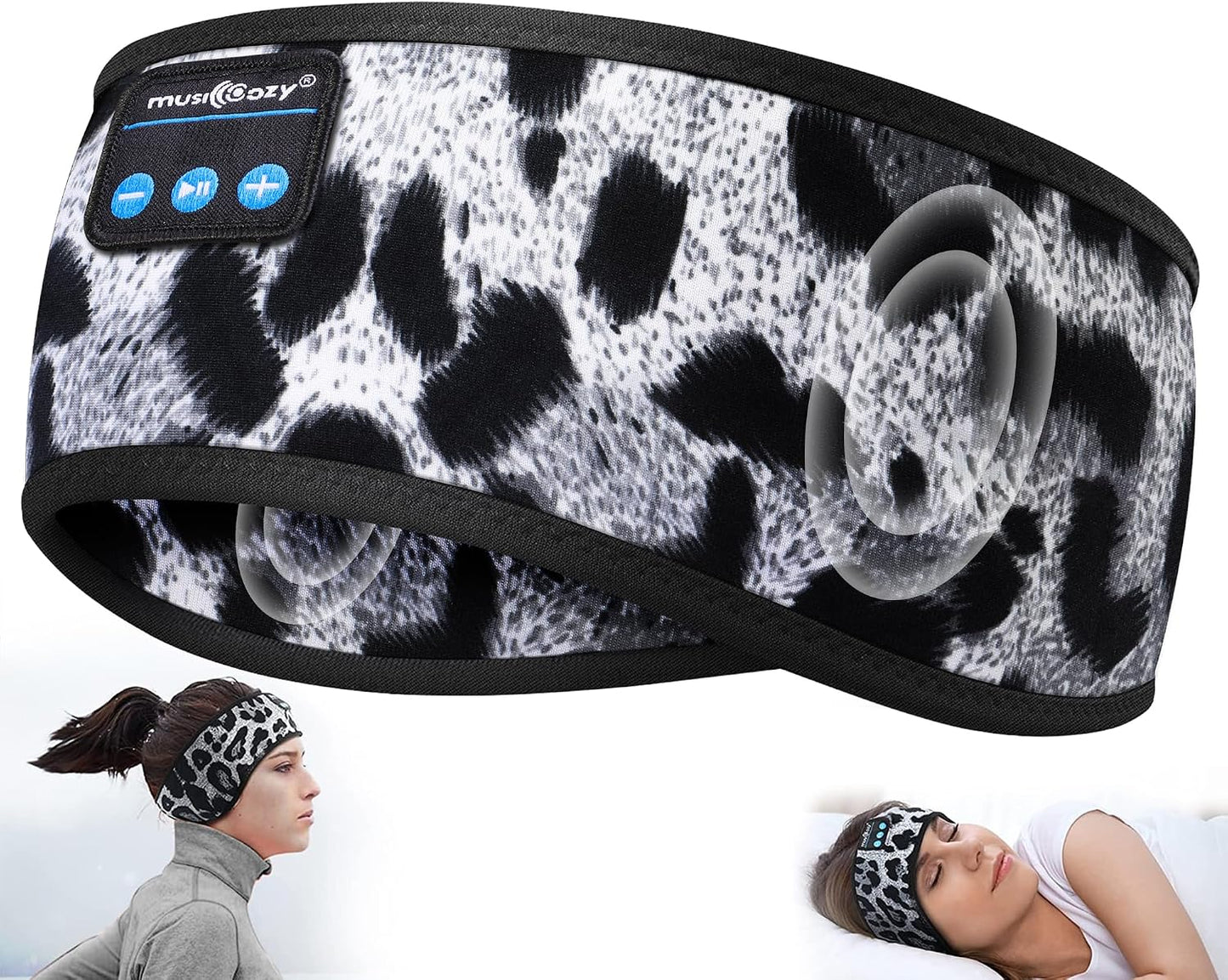 MUSICOZY Sleep Headphones Bluetooth Headband Headphones for Side Sleepers | Sleeping Headbands Wireless Sports Earphones Sweat Resistant Earbuds for Workout Running Cool Gadgets Unique Gifts for Women