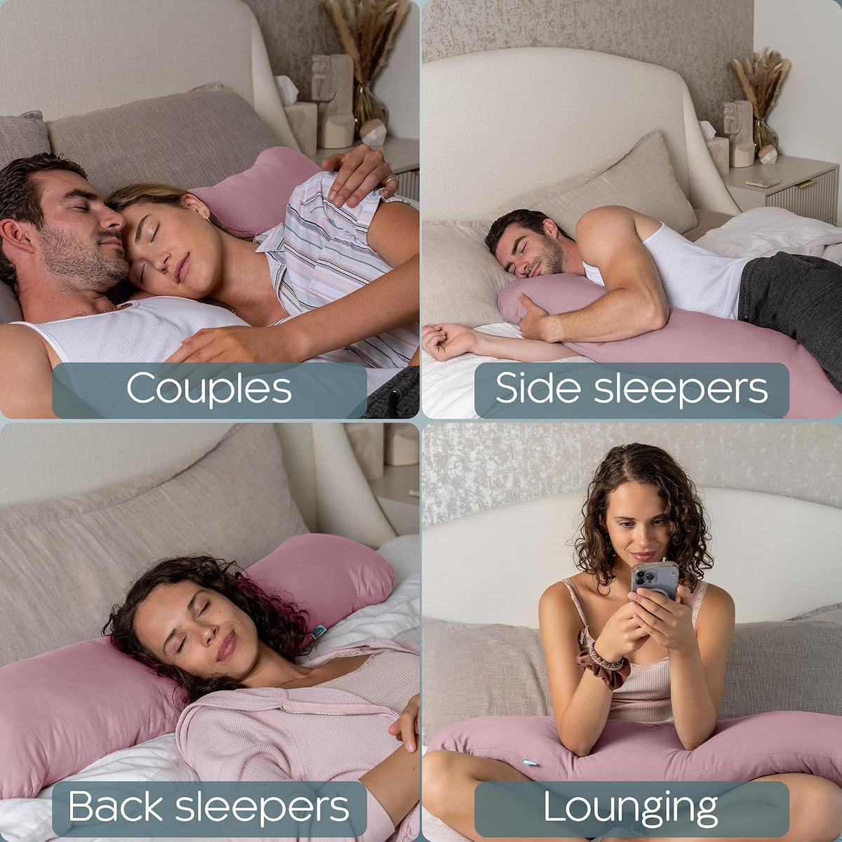 SleepCloud Weighted Body Pillow 6.5lbs, Cooling Tencel Cover, 41” x 10”