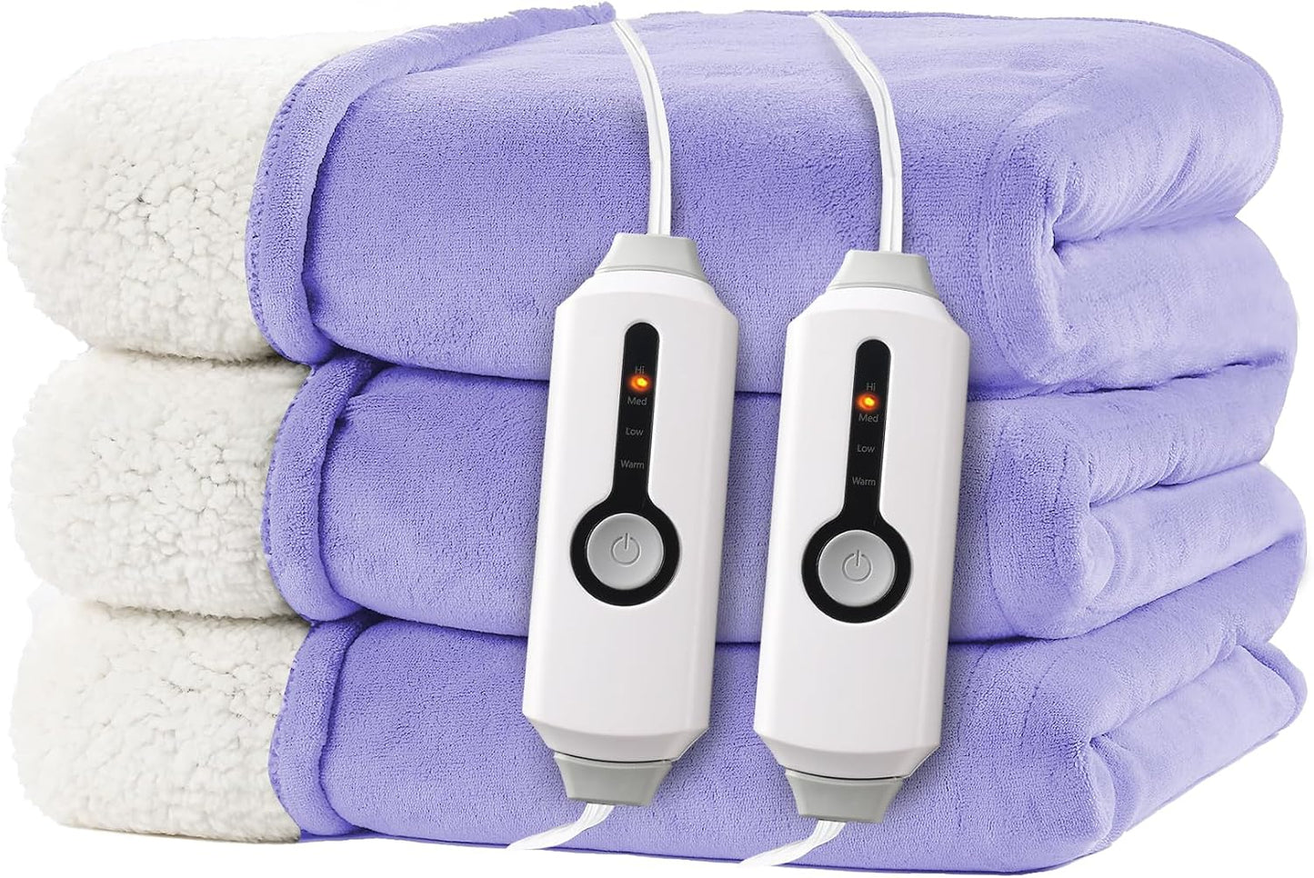 Electric Heated Blanket Full Size 72"x84" – Light Gray | ETL for Safe Overnight, 4 Heat Settings & 10H Auto Off, Dual-Sided Microplush Sherpa for Home Night, Machine washable