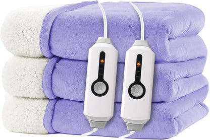 Electric Heated Blanket Full Size 72"x84" – Light Gray | ETL for Safe Overnight, 4 Heat Settings & 10H Auto Off, Dual-Sided Microplush Sherpa for Home Night, Machine washable