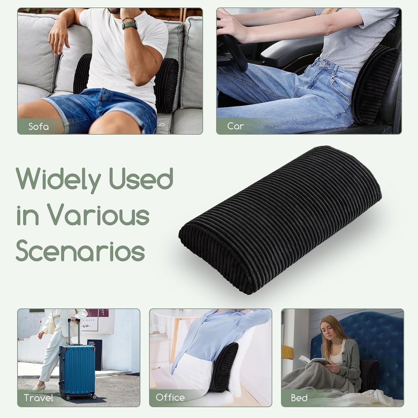 HIGOGOGO Lumbar Support Pillow for Recliner Chair/Accent Chair/Couch, Memory Foam Back Support Cushion for Elderly, Recliner Cushions for Back Rest, Pain Relief, Reading, Washable Cover, Brown